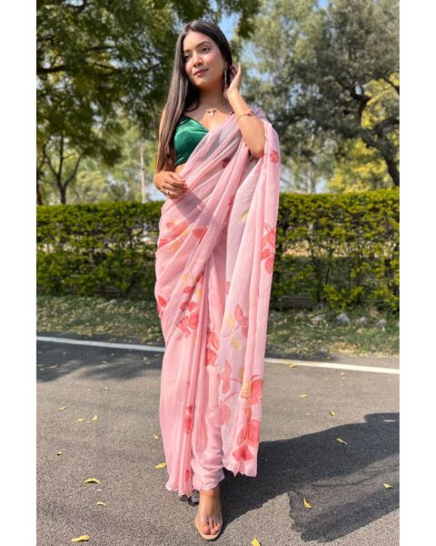 Saree Buta Pink Chiffon Saree