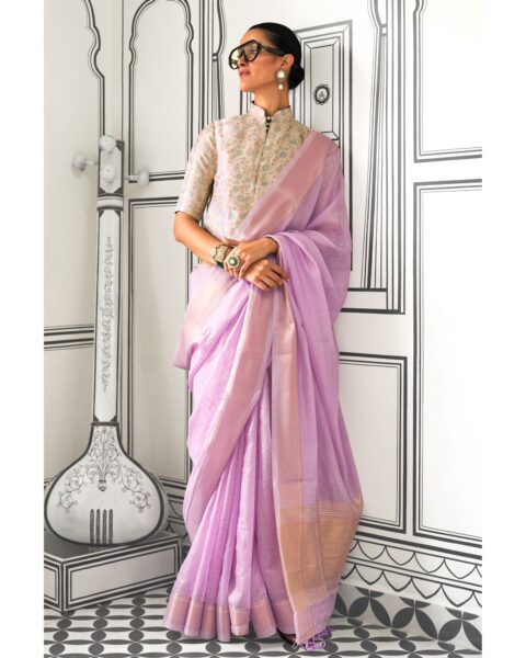 Saree Buta Purple Chiffon Woven Saree