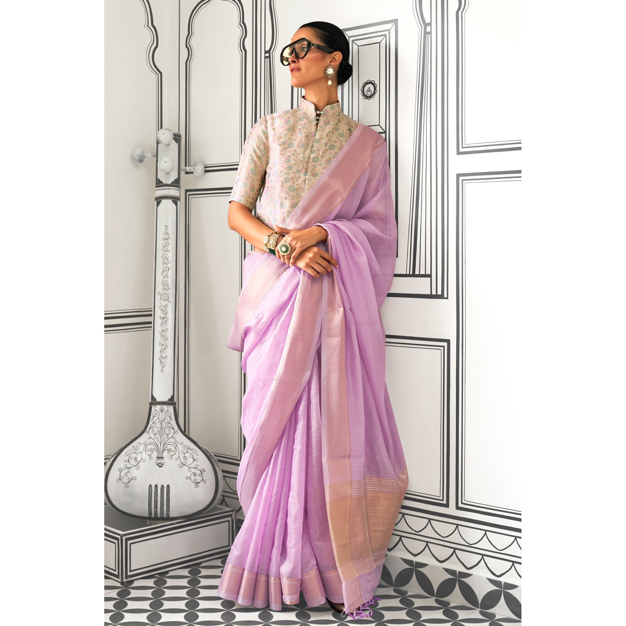 Saree Buta Purple Chiffon Saree