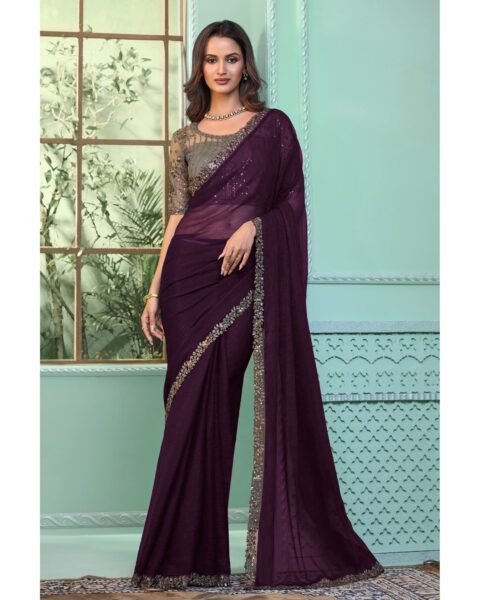 Saree Buta Purple Chiffon Saree