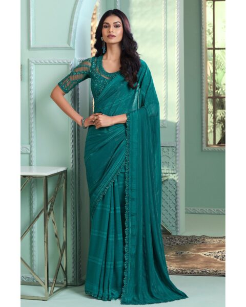 Saree Buta Teal Chiffon Saree