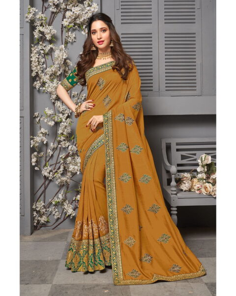 Saree Buta Mustard Embroidered Saree
