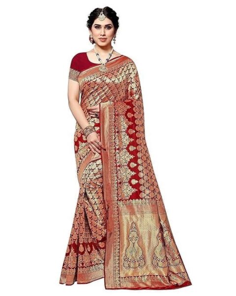 Sidhidata Red Silk Saree