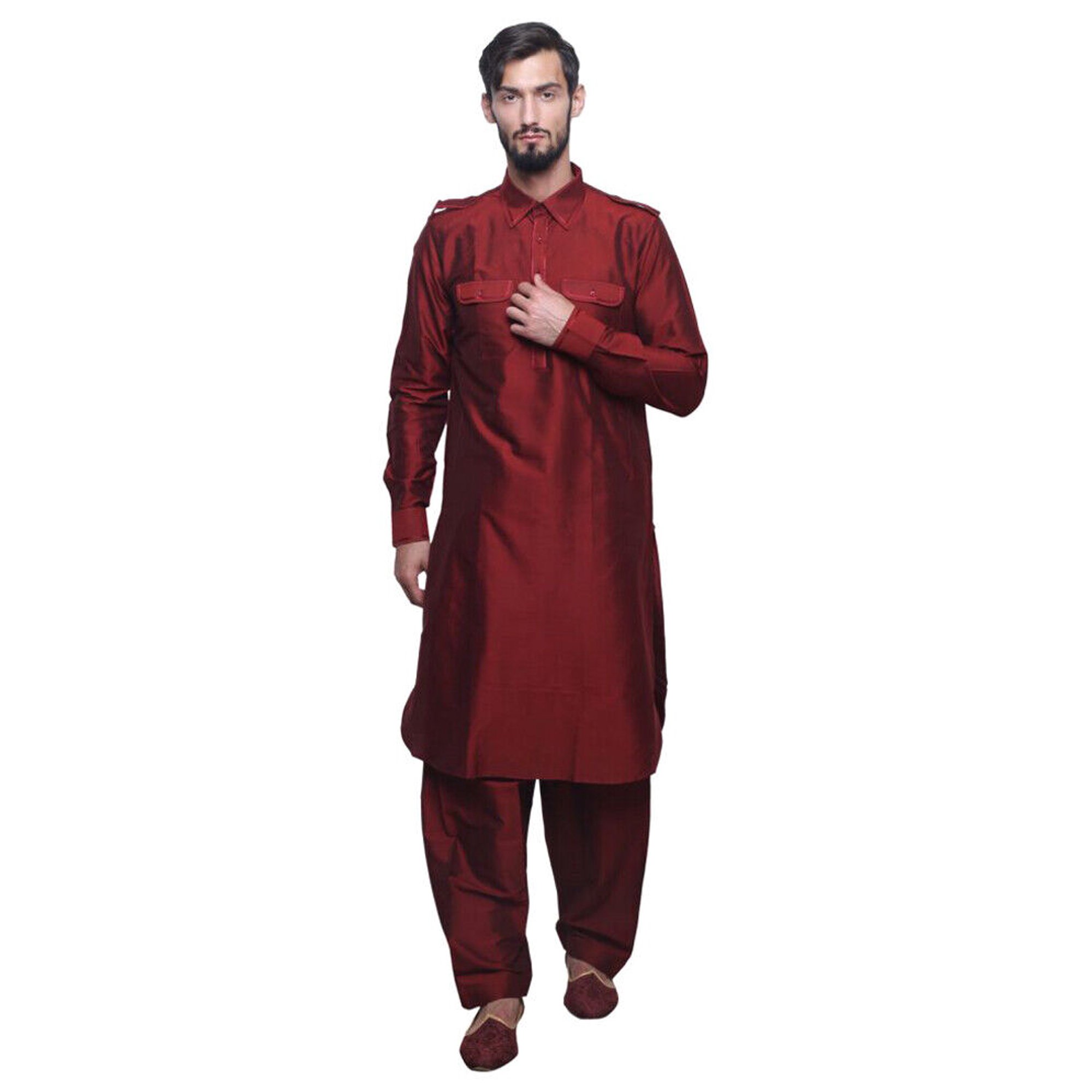 Silk Pathani Kurta Set